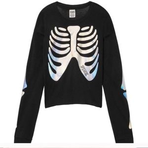 Victoria's Secret PINK Skeleton Long Sleeve Crop